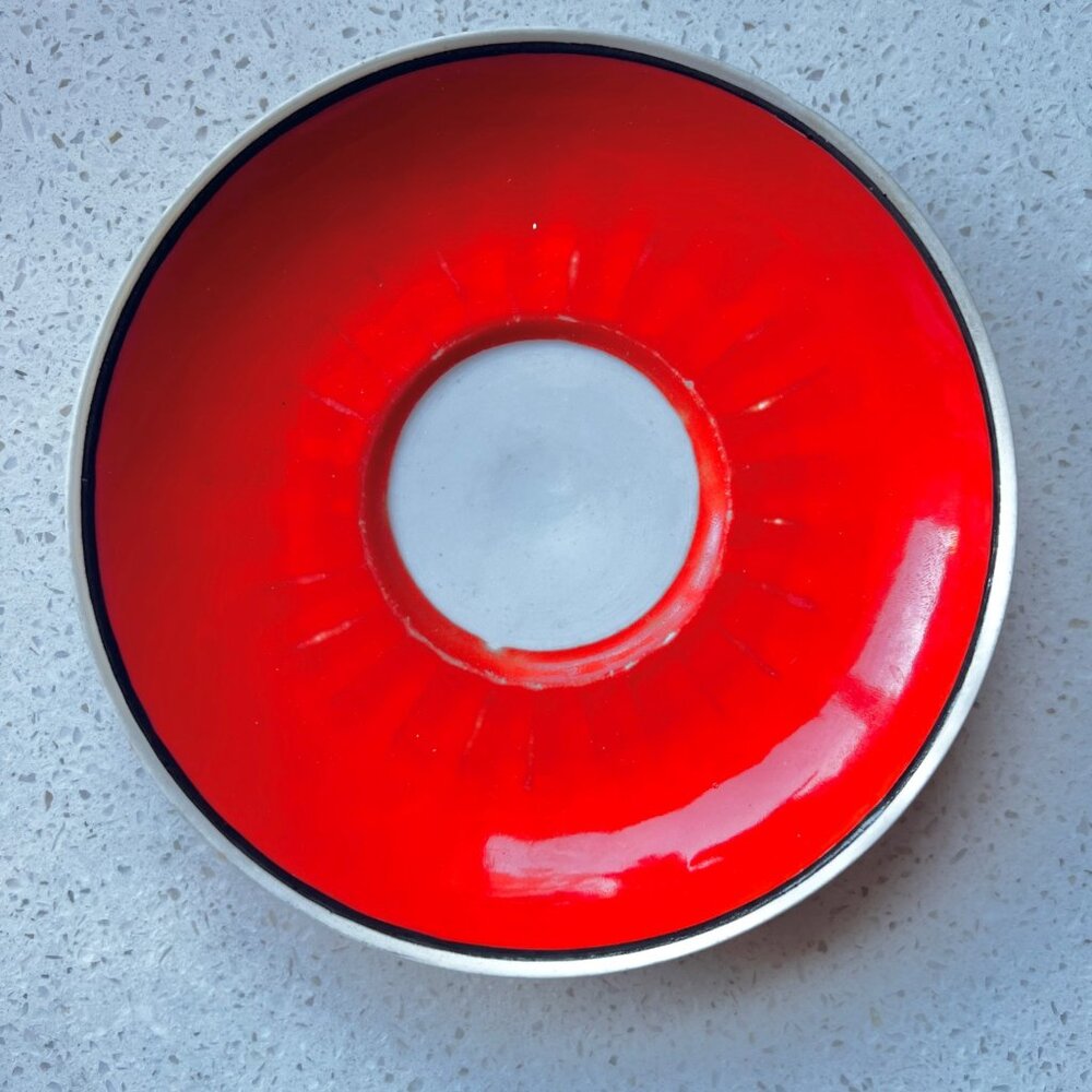 Orange & White Ceramic Saucer Plate 5.5 Inches diameter vintage